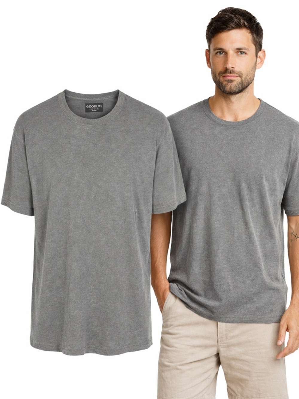 Goodlife Gray Stone Wash T-Shirt | Cotton | Crew Neck | Short Sleeve | Men’s XXL
